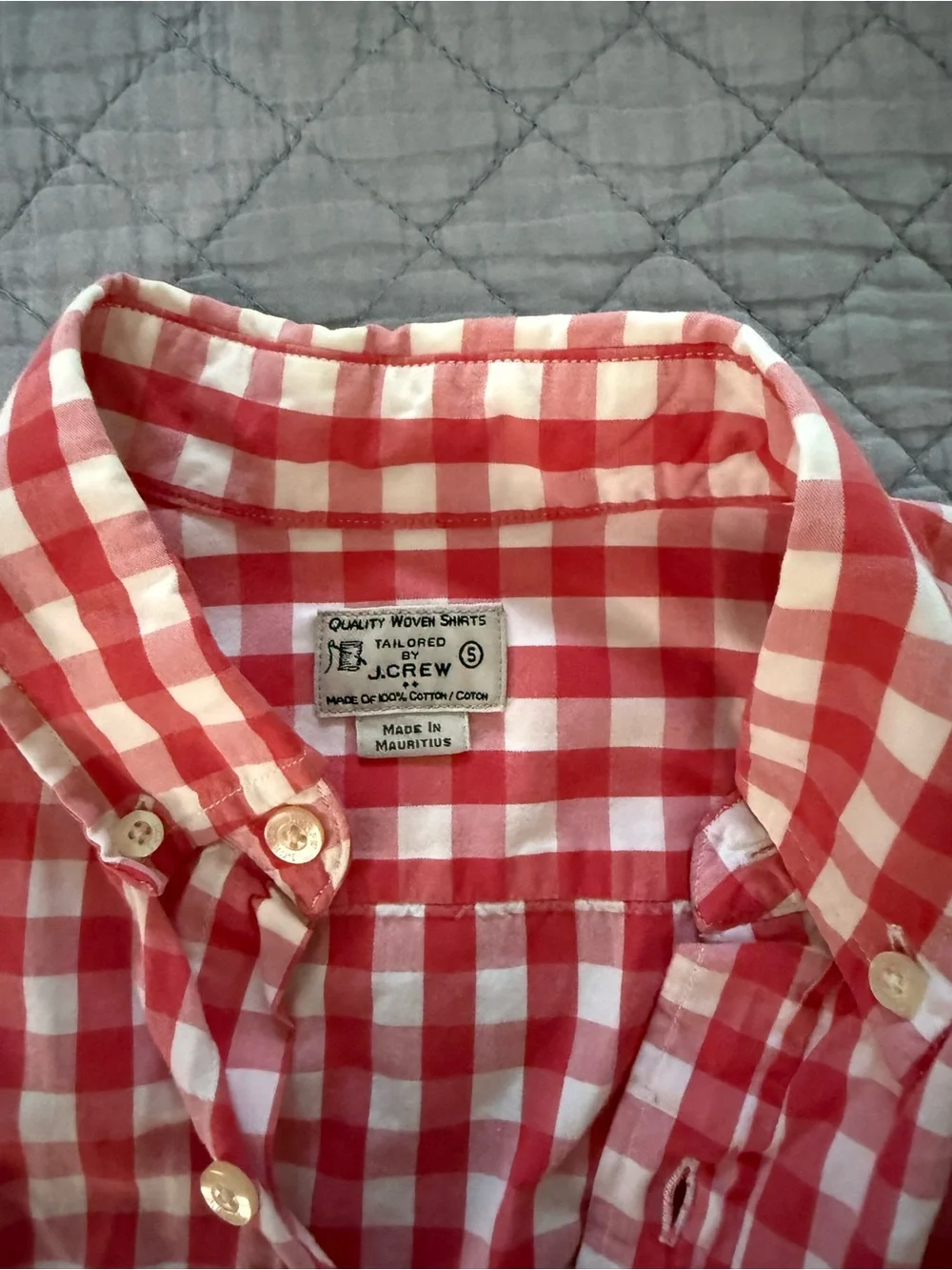 J. Crew Red and White Button-Down Shirt